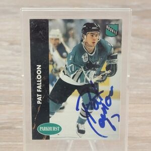 Pat Falloon Signed Rookie Parkhurst Hockey Card San Jose Sharks 1991 Pro Set